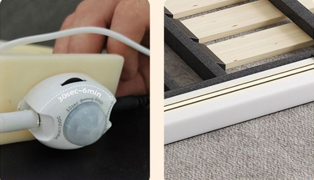 Suspended modern minimalist Solid Wood Italian light luxury napa leather bed XMSY05