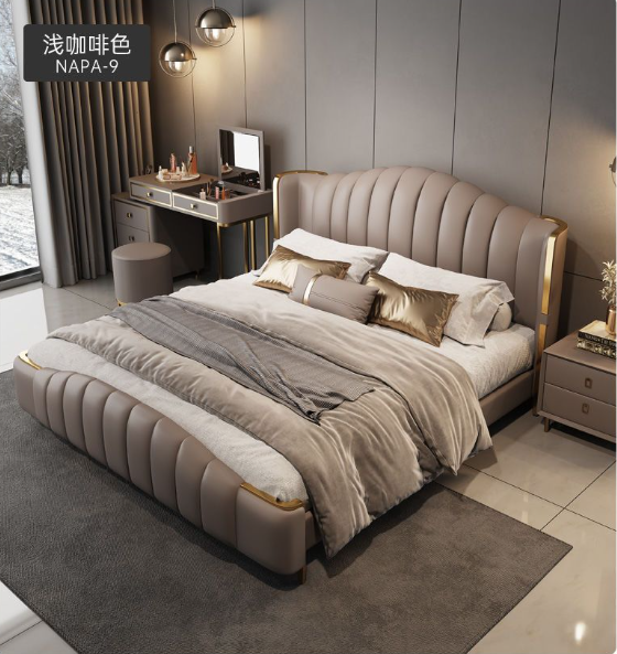 Suspended modern minimalist 304 Stainless Steel frame Vein Ices leather bed XMSY10