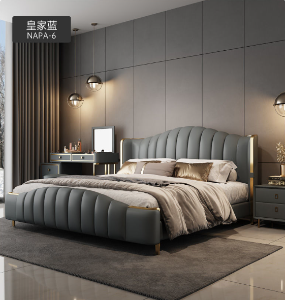 Suspended modern minimalist 304 Stainless Steel frame Vein Ices leather bed XMSY10