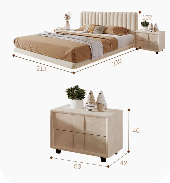 Suspended modern minimalist leather bed soft back XMSY04