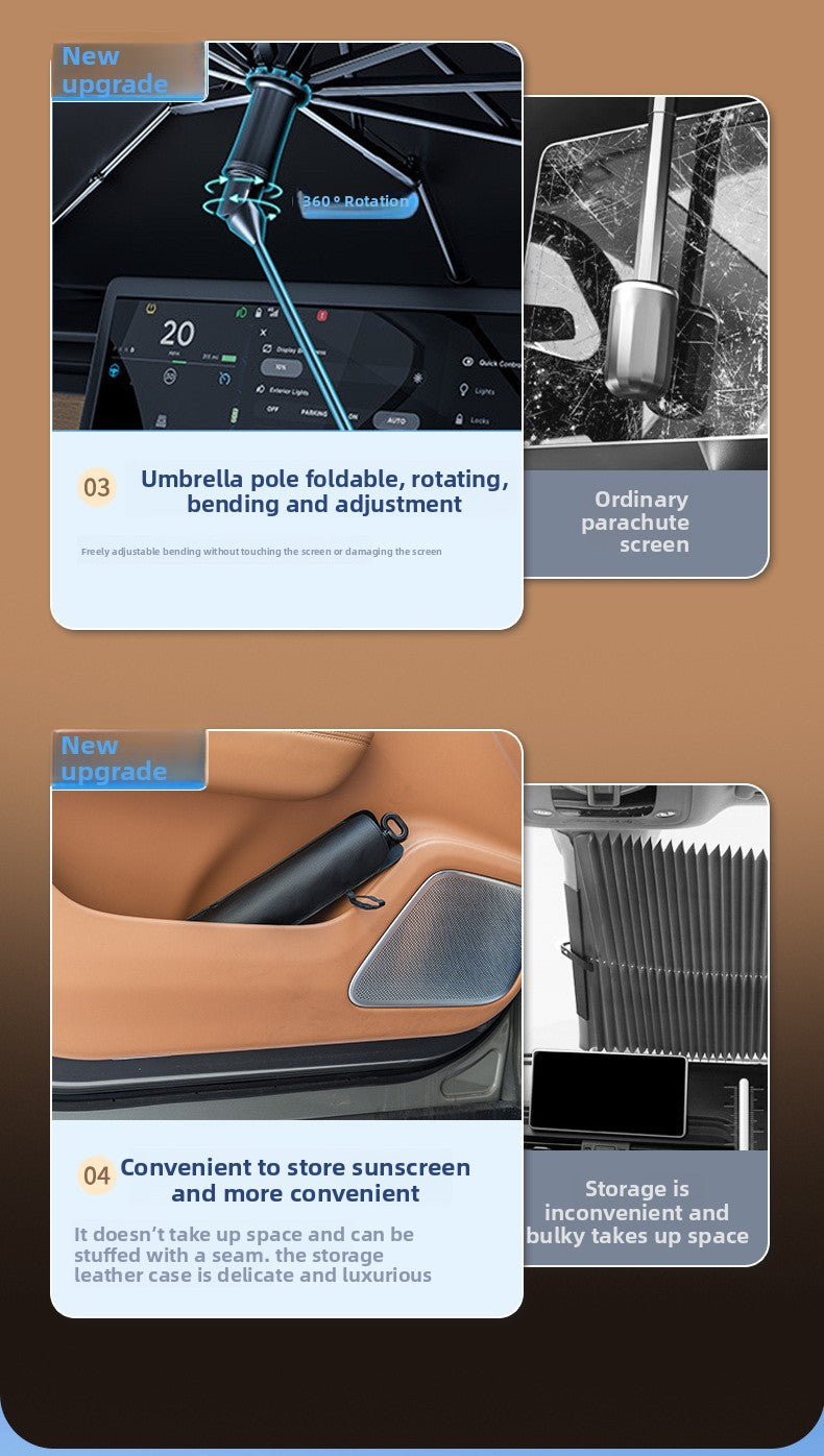 Car Sunshade Umbrella Glass Sunshade Sun Protection Cover Car Umbrella Heat Insulation Sunshade Curtain Car-mounted Foldable Titanium Silver Front Shield