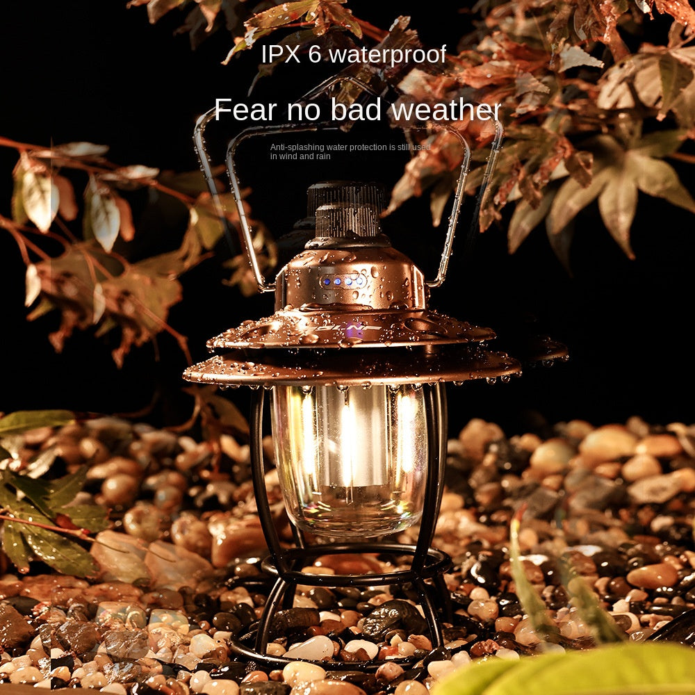 Camping Lantern Charging Retro Barn Lantern Outdoor Multifunctional Camping Lamp Tent Light Portable Lamp Electrodeless Dimming Ambience Light