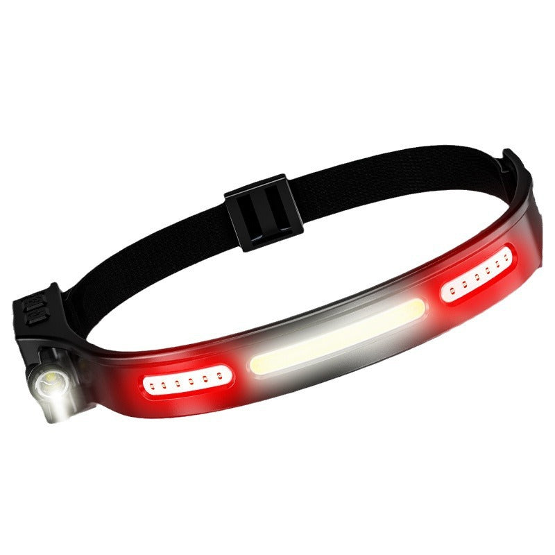 Factory Headlamp Outdoor Head Lamp USB Waterproof Dual Light Source Night Running Lamp Wave Induction Headlamp Mountaineering Camping Lamp