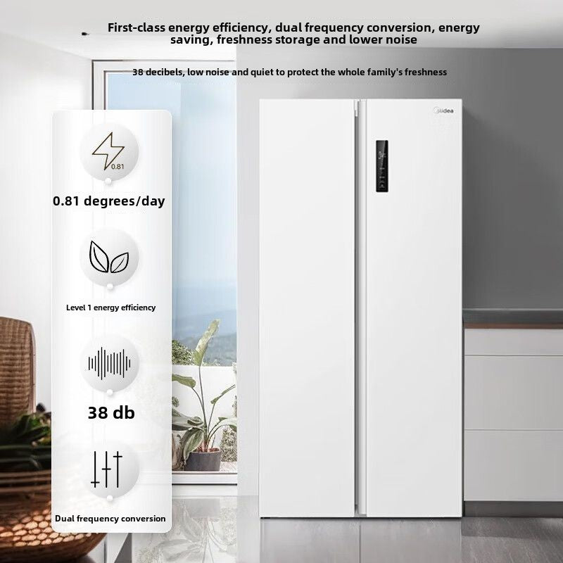 Холодильник Midea/Midea MR-490WKPZE белого цвета, бытовой, первоклассная энергоэффективность, воздушное охлаждение, система No Frost, ультратонкий встроенный корпус. 