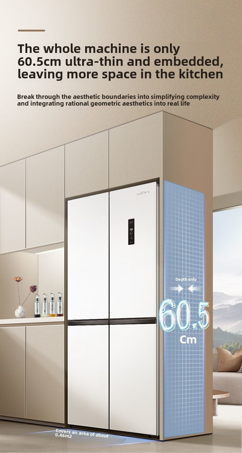 Frestec Refrigerator 418 Liters White Double-Door Ultra-Thin Mute Air Cooling Frostless Cross Household Electric Refrigerator Freezer