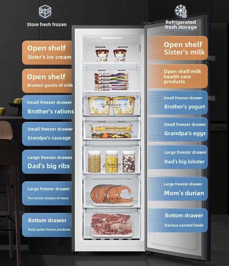 Ronshen 240 L Vertical Cabinet Freezer First-Class Frequency Conversion Frost-Free Sterilization Pure Flavor Breast Milk Drawer BD-240WPRSY