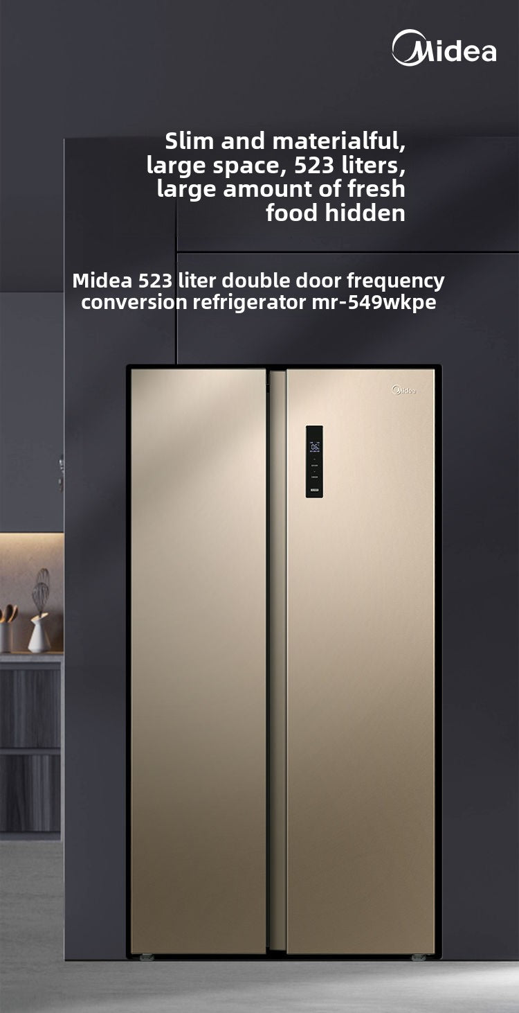 Midea Refrigerator 523L Double Frequency Conversion Household Energy Saving Antibacterial Pure Odor Air Cooling Frostless Double Door Large Capacity Refrigerator