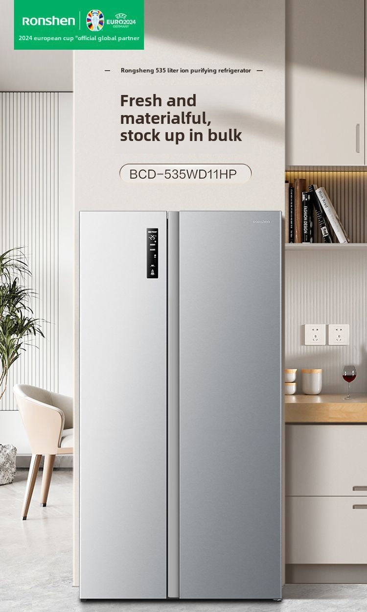 [Government Subsidy 15%] Ronshen Refrigerator 535L Open Double Door Large Capacity Air-Cooled Double Door Large Freezer