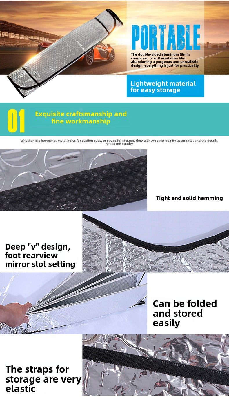Car Sunshade Summer Heat Insulation Retractable Sunshade Aluminum Foil 140x70 Sunshade Umbrella Sun Protection