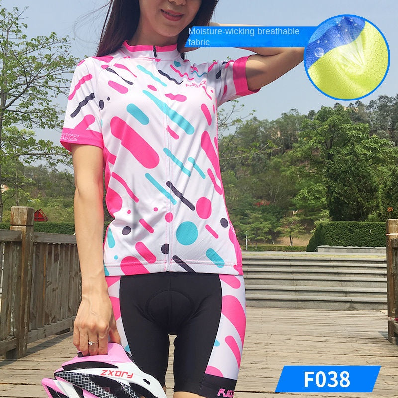 Fjqxz Summer Breathable Bicycle Short-Sleeve Cycling Clothes Suit Mountain Bike Clothing Road Bike Thin Men's Equipment