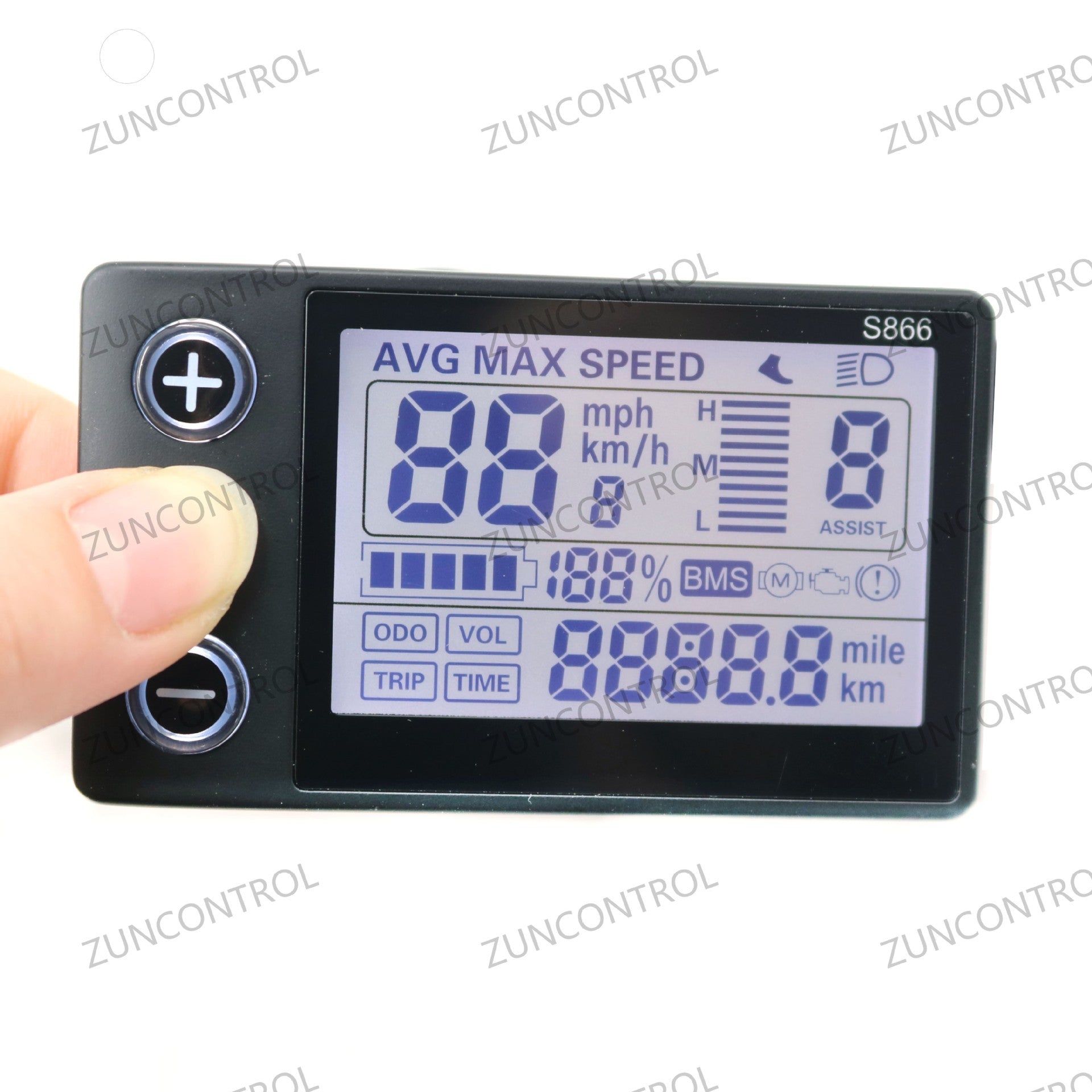 ZUNCONTROL Electric Bicycle Scooter UART Smart Instrument S866-A Model 5-Core Waterproof Head