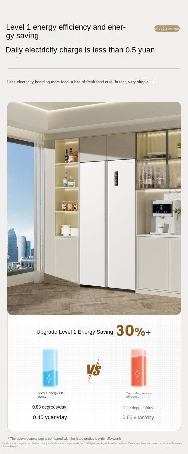 Skyworth 499L First-Class Energy Efficiency Large Capacity Household Refrigerator Double-Door Large Refrigerator Ultra-Thin Embedded Air Cooling Frostless
