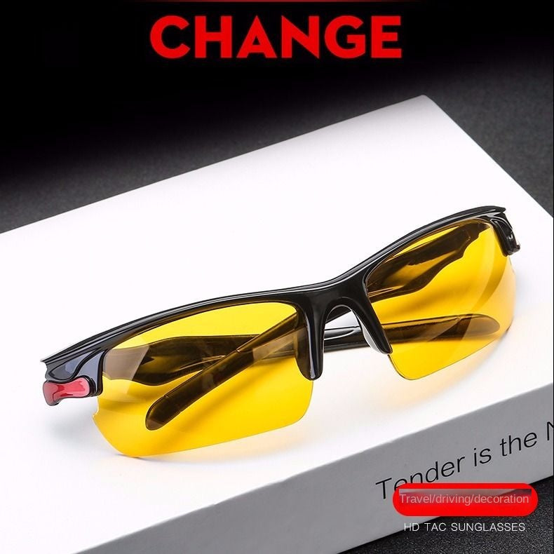 Outdoor Running Sunglasses Men and Women Equipment Mountain Bike Sports Glasses for Riding Night Anti-High Beam Windproof Eye Protection