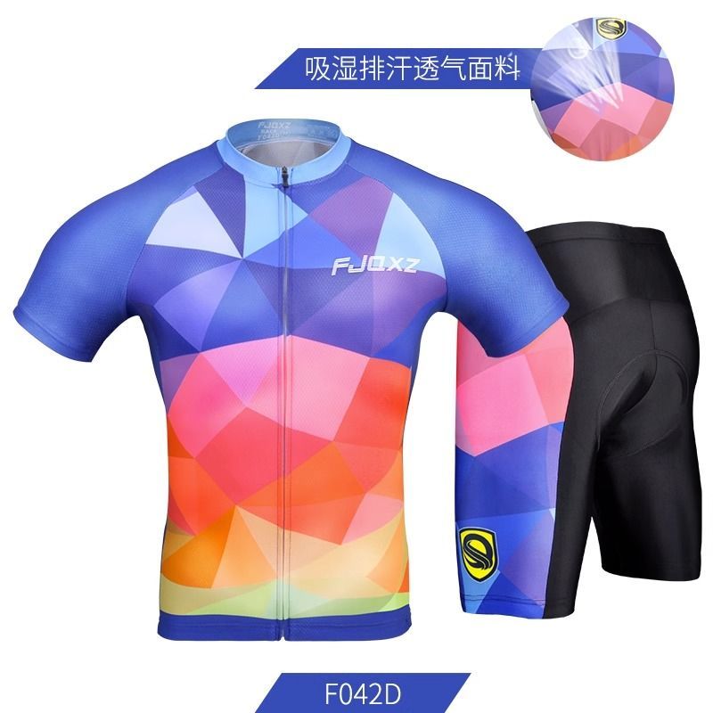 Fjqxz Summer Breathable Bicycle Short-Sleeve Cycling Clothes Suit Mountain Bike Clothing Road Bike Thin Men's Equipment