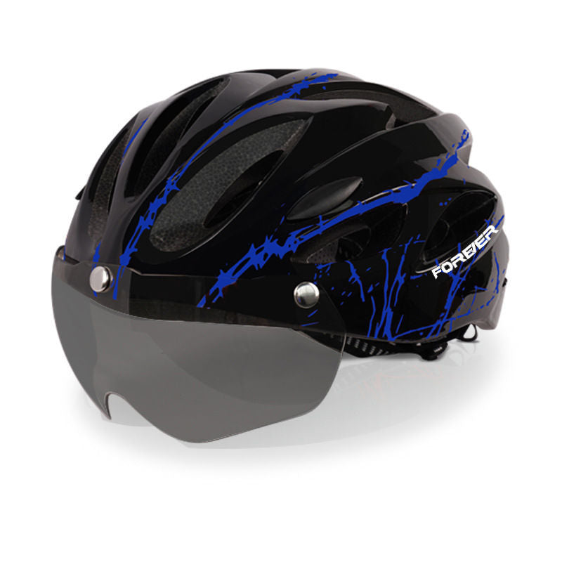 Permanent Riding Helmet Men's and Women's Mountain Bike Magnetic Suction Goggles Can Wear Myopia Glasses Bicycle Take-out Helmet