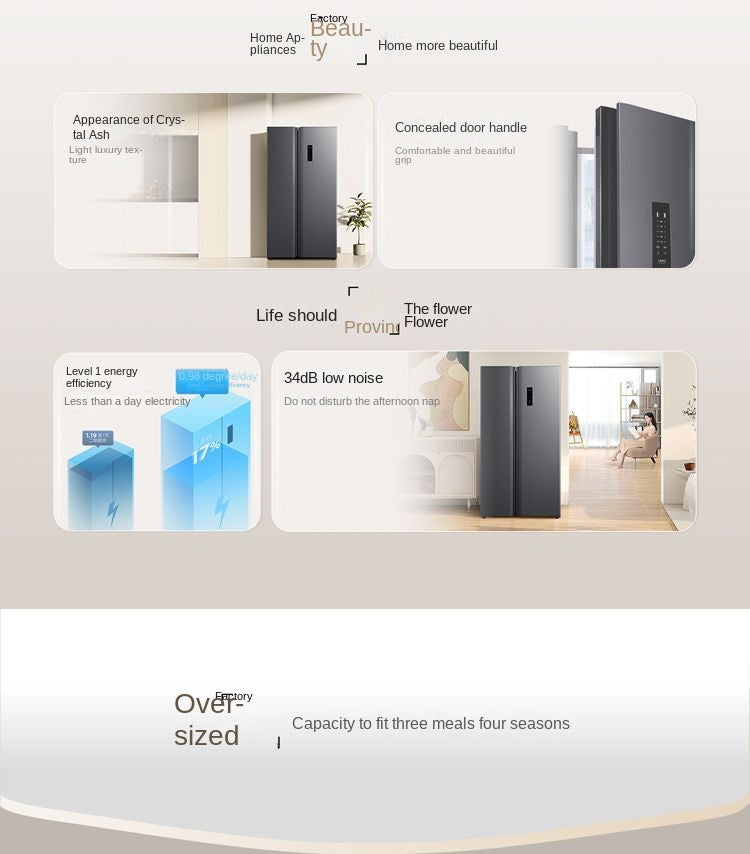 TCL Ion Fresh Refrigerator Large Capacity Double-Door Double Cycle Air Cooling Frostless Energy-Saving Frequency Conversion Double Door Refrigerator