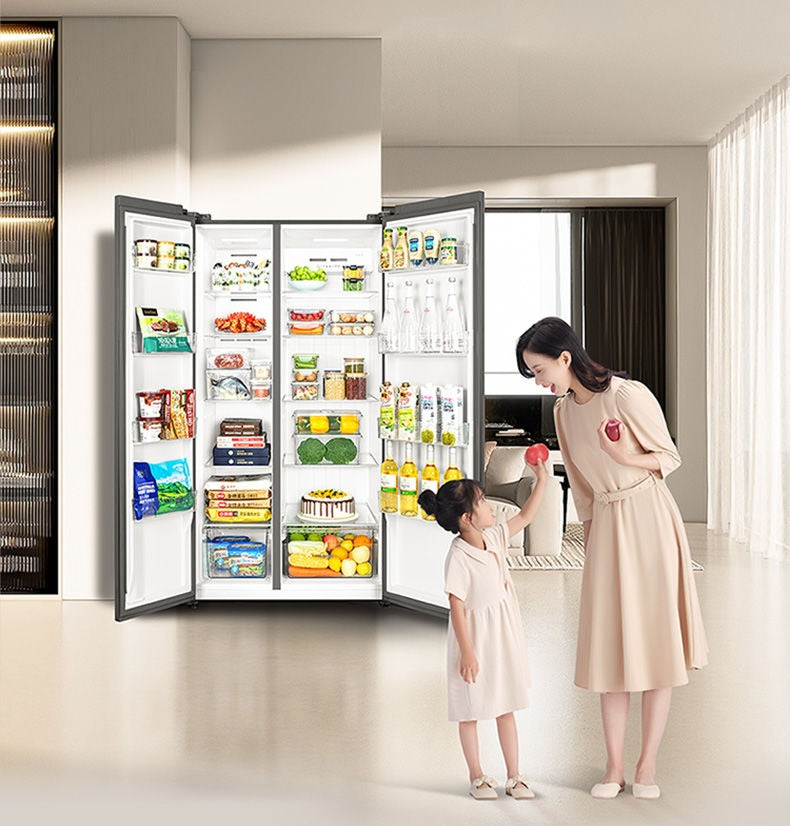 TCL Refrigerator 639 Liters Super Large Capacity Double-Door First-Class Energy Efficiency Double Cycle Air Cooling Frostless Integrated Double Frequency Conversion