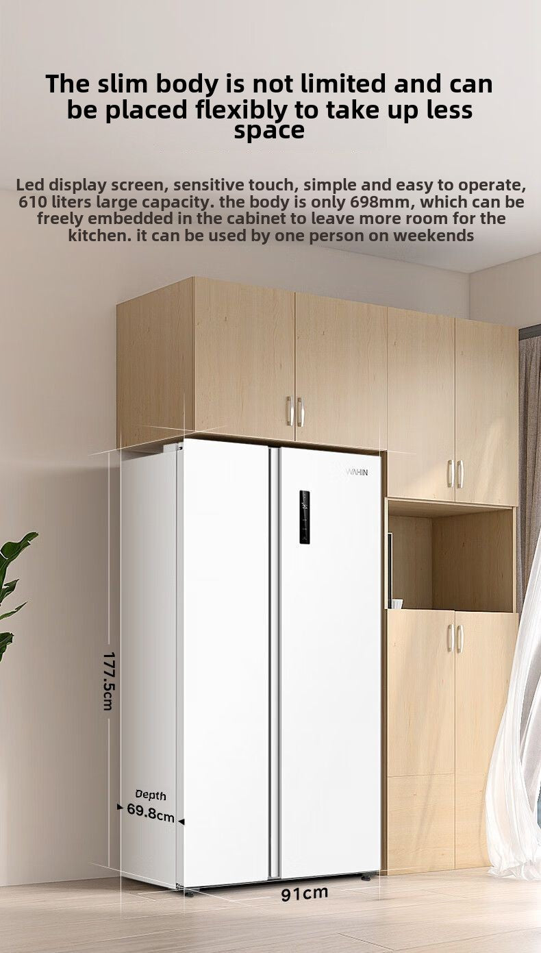 Midea Hualing Magic Machine 610 White Double-Door Household Large Capacity First-Class Energy Efficiency Air Cooling Frostless Refrigerator