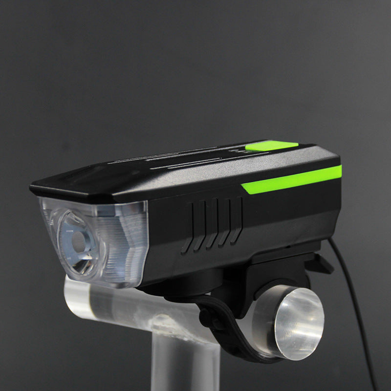 Bicycle Light with Horn Headlight USB Charging Strong Light Charging Cycling Fixture Bicycle Accessories