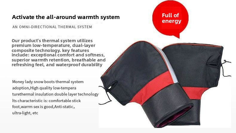 Electric Bike Handlebar Covers Warm Thickened Handlebar Protectors Winter Electric Bike Handlebar Covers Fleece-Lined Men's Electric Bike Waterproof Windproof Reflective