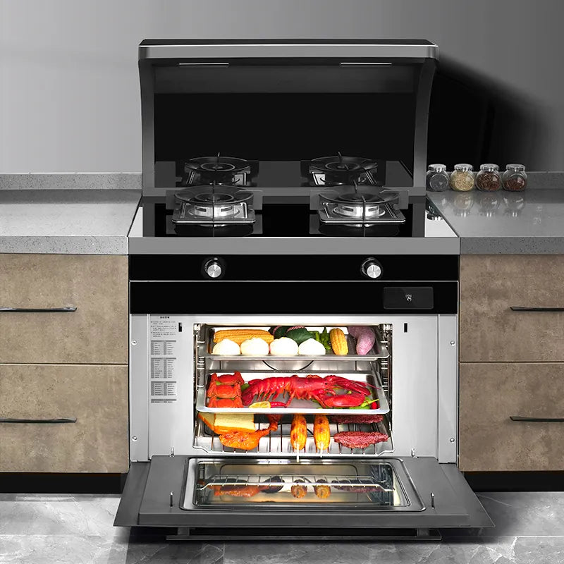 SAST  T08 900mm Roast and Steam Oven cabinet integrated gas stove range hood