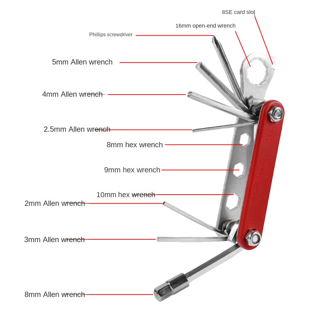 Bicycle Repair Tools Road Bike Car Repair Tools Outdoor Cycling Multifunctional Wrench Mountain Bike Tire Repair Kit