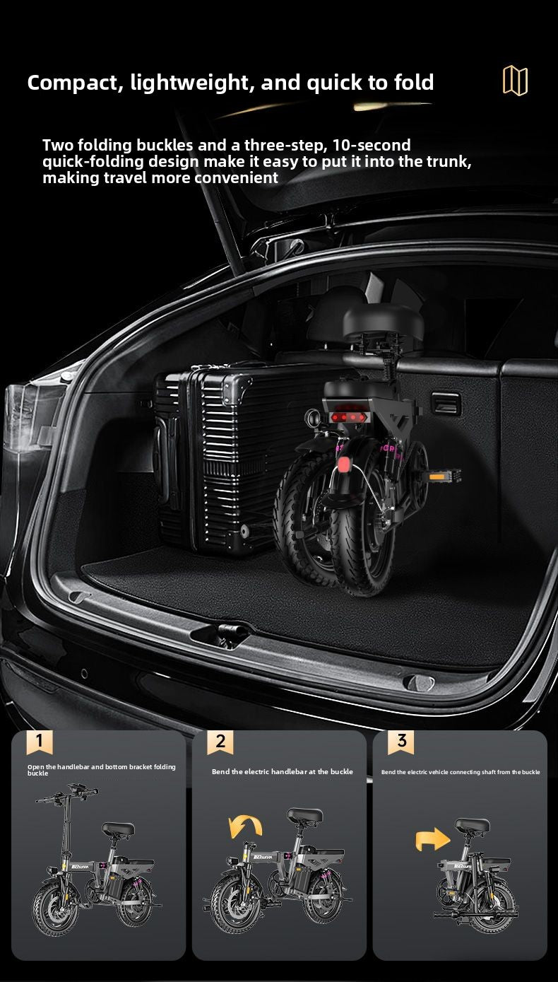 2025 New Model New National Standard Foldable Electric Bicycle Long Battery Life Can Be Placed in Trunk Adult Electric Bike