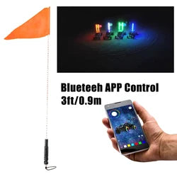 Дистанционное управление через приложение Bluetooth, гибкий светодиодный флагшток IP67 5050SMD RGB для внедорожников, автомобилей, UTV, квадроциклов. 