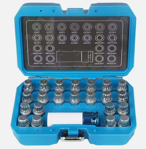 23-Piece Anti-Theft Wheel Lock Lug Nut Remover Tool Kit with 1/2" Square Drive Adapter Compatible for VW Volkswagen