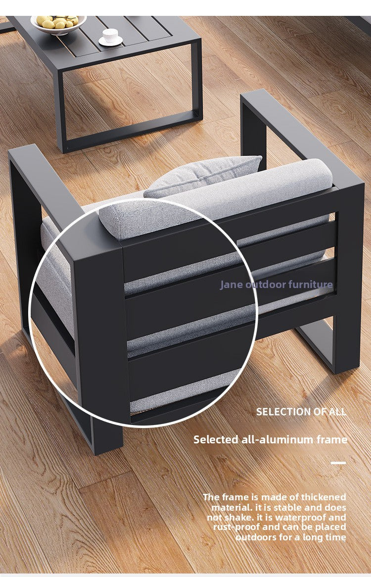 Outdoor Aluminum Alloy Sofa Courtyard Villa Coffee Table Set Waterproof Anti-Slip B&B Hotel Cross-Border Export Furniture