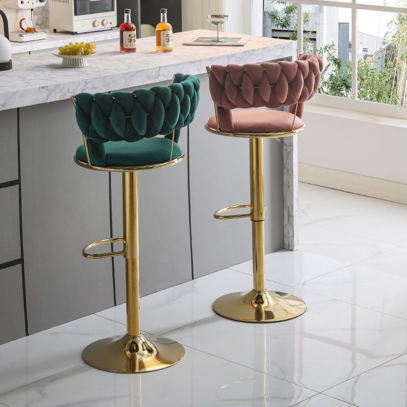 Light Luxury Bar Stool Adjustable Rotating Home Use Backrest High Stool Simple Creative Bar Chair Internet Celebrity Woven Chair