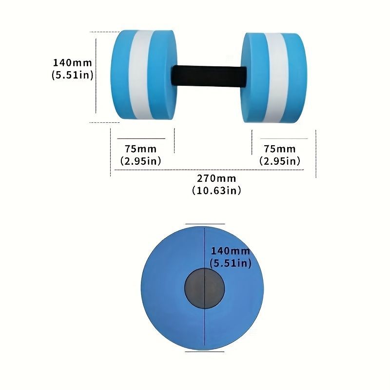 2-Pack Water Fitness Barbell, EVA Foam Dumbbell for Water Aerobic Exercise, Universal PE Material