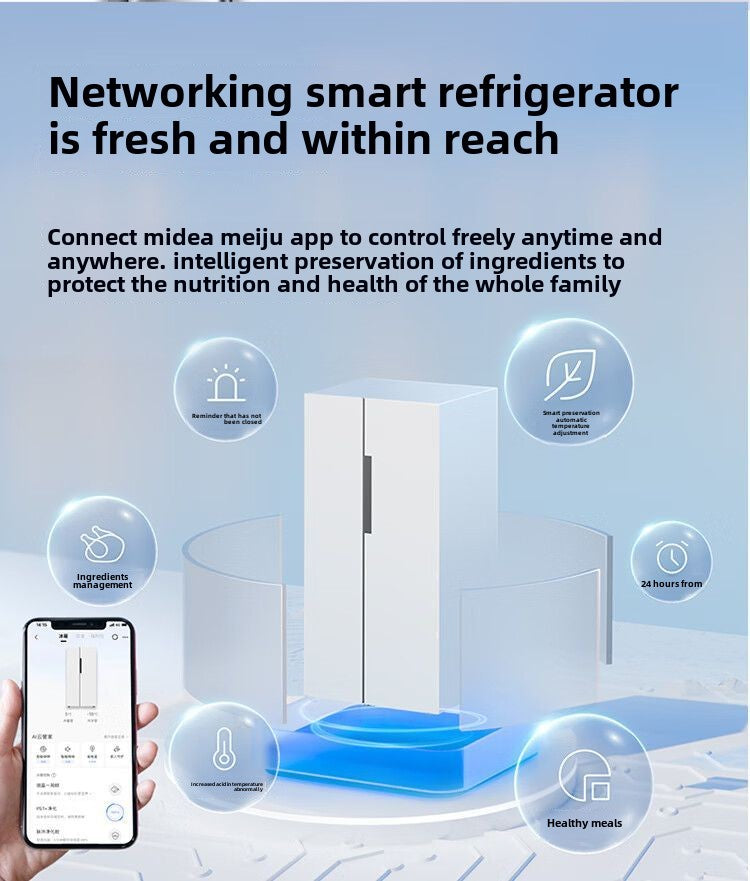 Midea/Midea MR-490WKPZE White Refrigerator Household First-Class Energy Efficiency Air Cooling Frostless Ultra-Thin Embedded