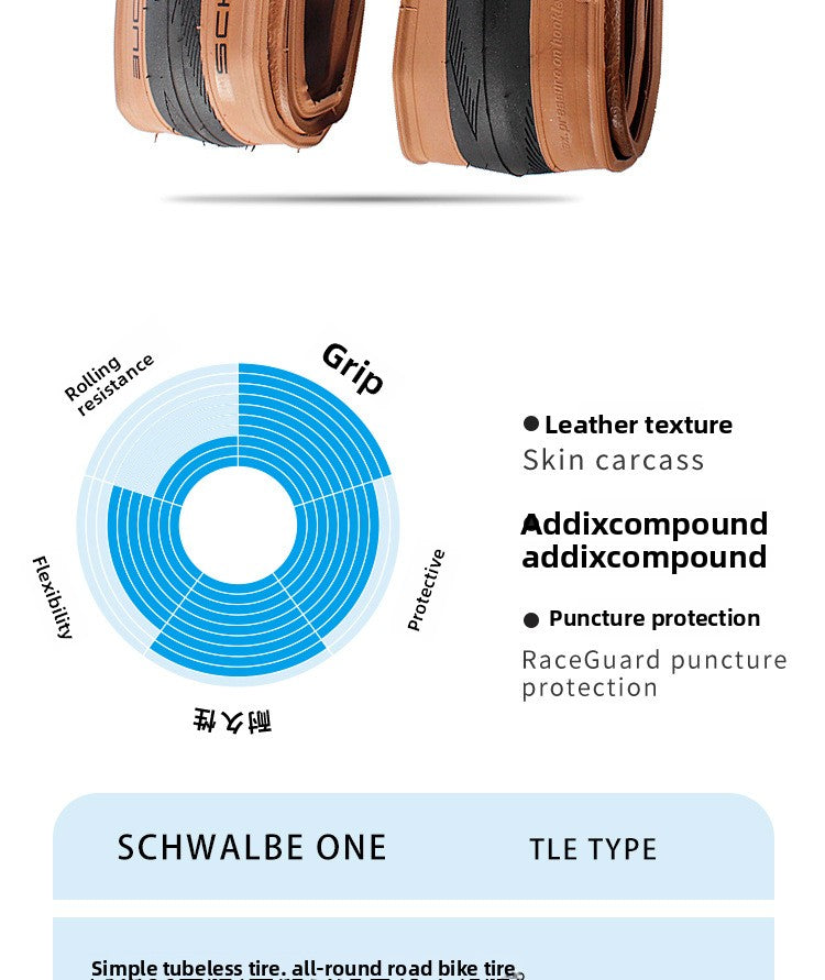 Schwalbe One Road Bike 700x25C 28C Vacuum Folding Puncture-Resistant Bronze Tire