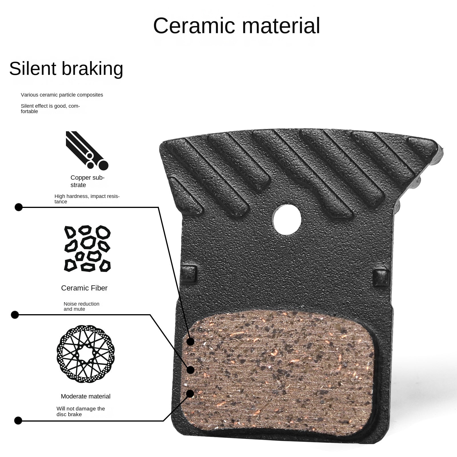 BUCKLOS Mountain Bike Brake Pads Ceramic Cooling Disc Brake Pads N03A/N04C/L05A/J04C