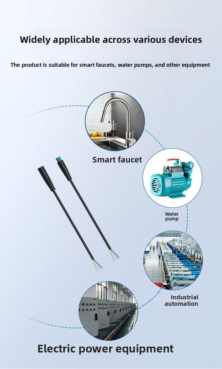 IP65 Waterproof M6 Connector for Ebike LED Light & NTC Sensor Integrated Wiring Harness Electric Bicycle Quick Plug