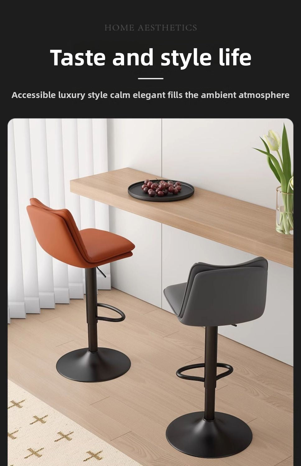 Kerun Bar Stool Home Use High Stool Rotating Adjustable Backrest Chair Commercial Bar Chair Premium Cashier Front Desk Bar Stool