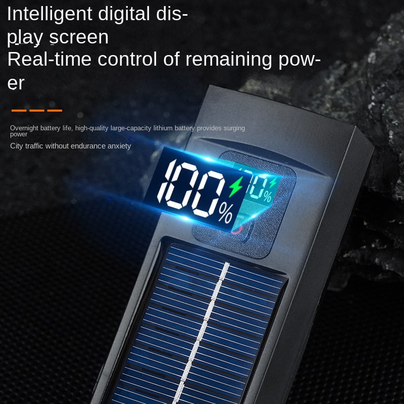 Bicycle Light Mountain Highway Vehicle Digital Display Waterproof Solar Charging Multifunctional Cycling Light Headlight Fixture and Fitting