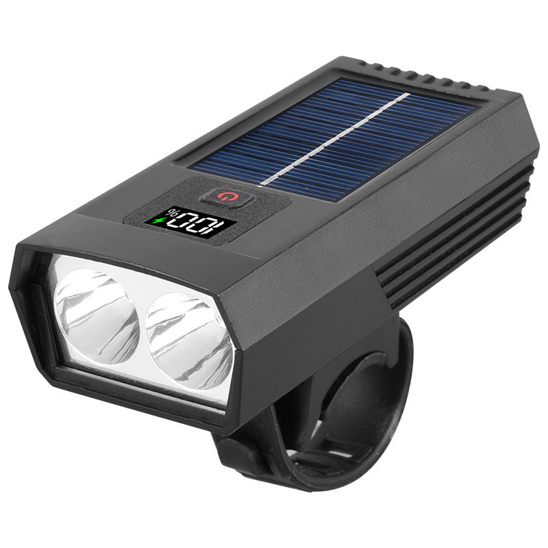 Bicycle Light Mountain Highway Vehicle Digital Display Waterproof Solar Charging Multifunctional Cycling Light Headlight Fixture and Fitting