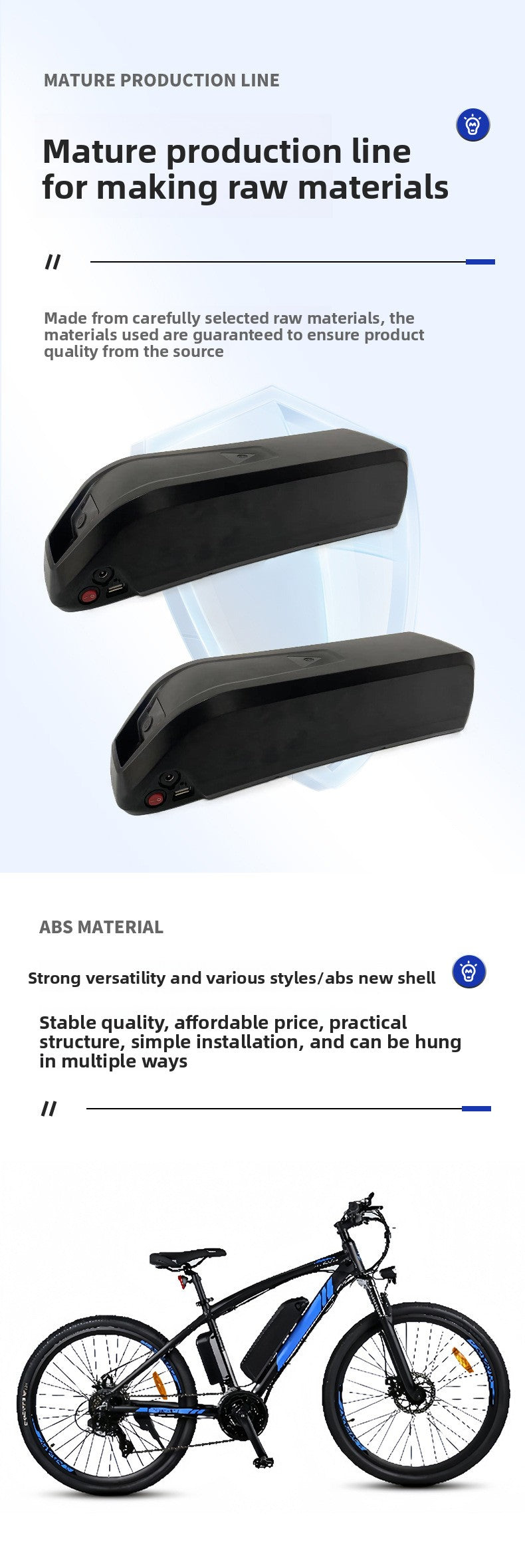 Ebike ALX146 Battery Box Waterproof, ABS Lipo Battery Plastic Shell Conversion, Waterproof Battery Case ALX146