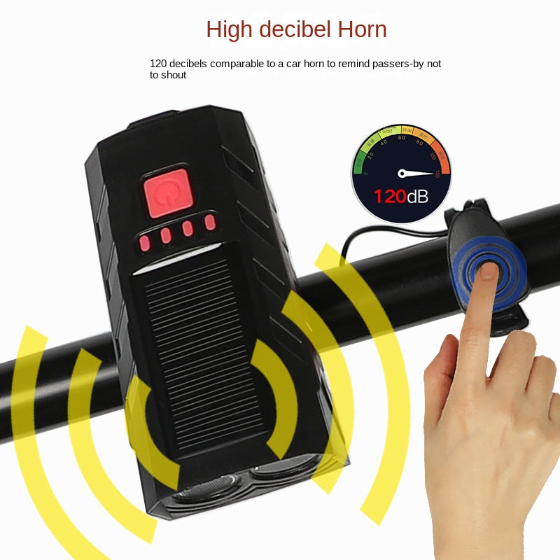 Bicycle Light Lighting Solar Bicycle Headlight USB Horn Power Bank Power Indicator Cycling Light