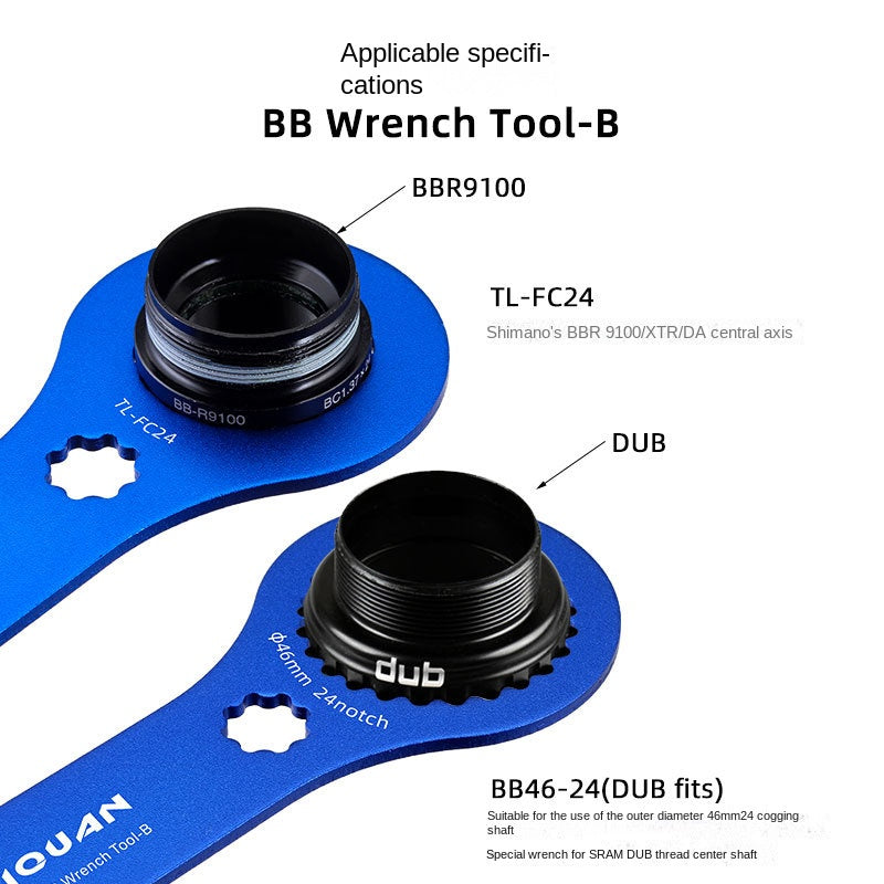 Bicycle Aluminum Alloy Center Shaft BB Wrench Dub Multi-Functional Integrated Tooth Plate Disassembly Installation Tool