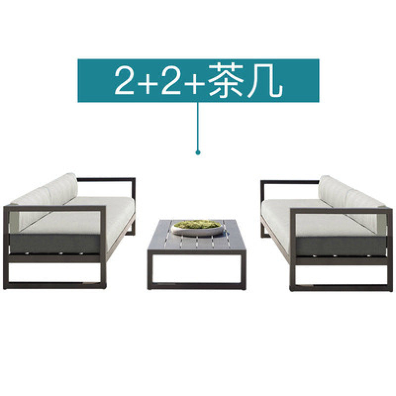 Outdoor Sofa for Courtyard Garden, Simple Modern Waterproof and Sunproof Aluminum Alloy Balcony Sofa, Outdoor Terrace Sofa