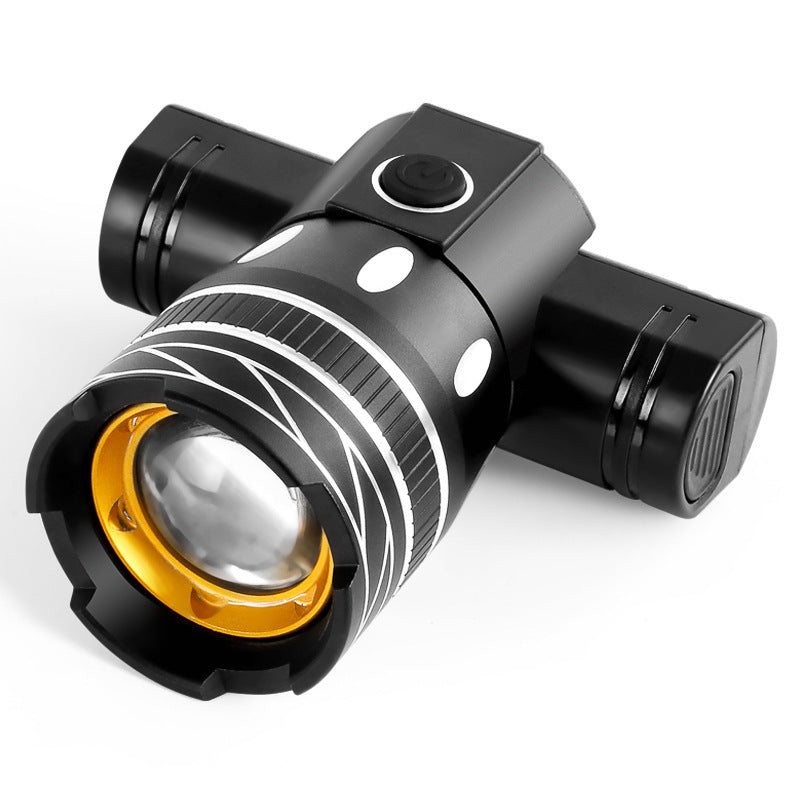 T6 Headlight Bicycle Light USB Rechargeable Headlight Night Warning Light Strong Light Flashlight Mountain Bike Cycling Fitting