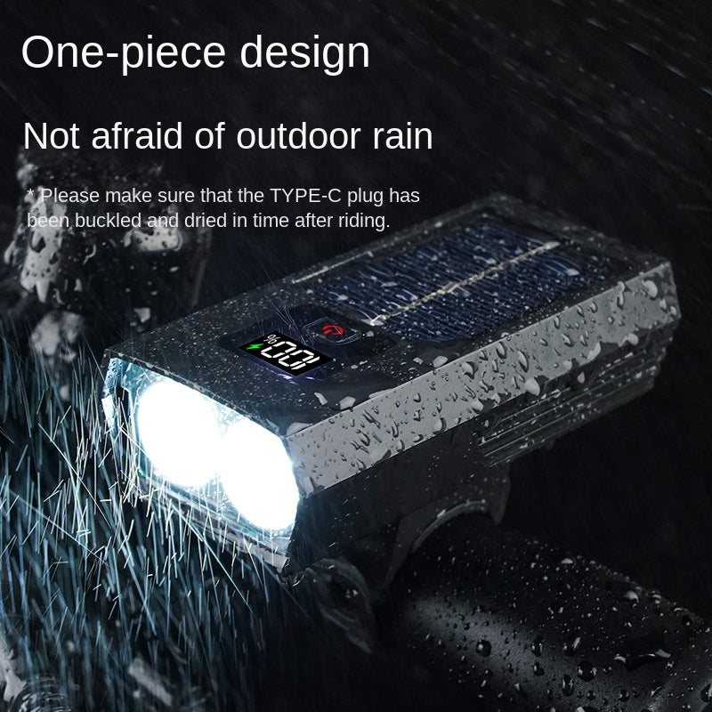 Bicycle Light Mountain Highway Vehicle Digital Display Waterproof Solar Charging Multifunctional Cycling Light Headlight Fixture and Fitting