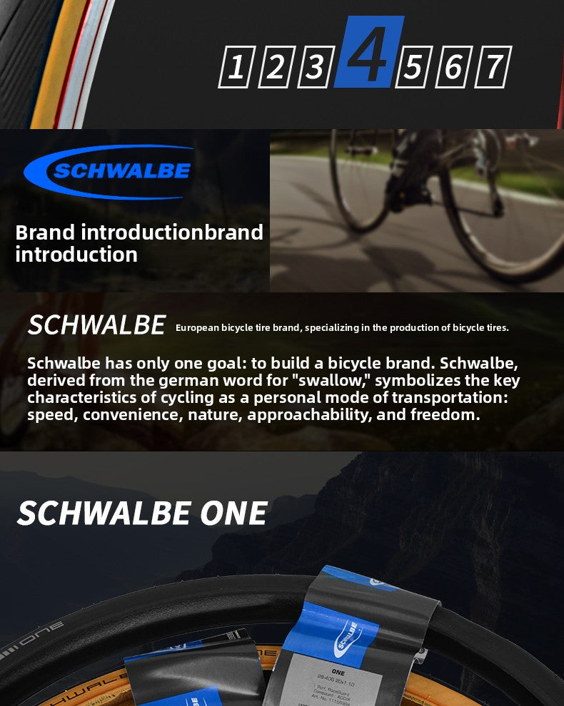 Schwalbe One Bicycle Folding Bike Puncture-Resistant Tire 451 406 Yellow Edge Tire Racing Small Wheel Diameter