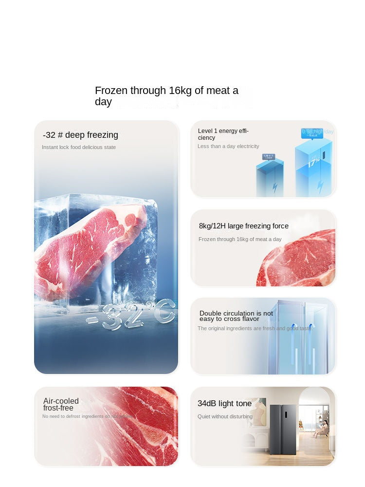 TCL Refrigerator 639 Liters Super Large Capacity Double-Door First-Class Energy Efficiency Double Cycle Air Cooling Frostless Integrated Double Frequency Conversion