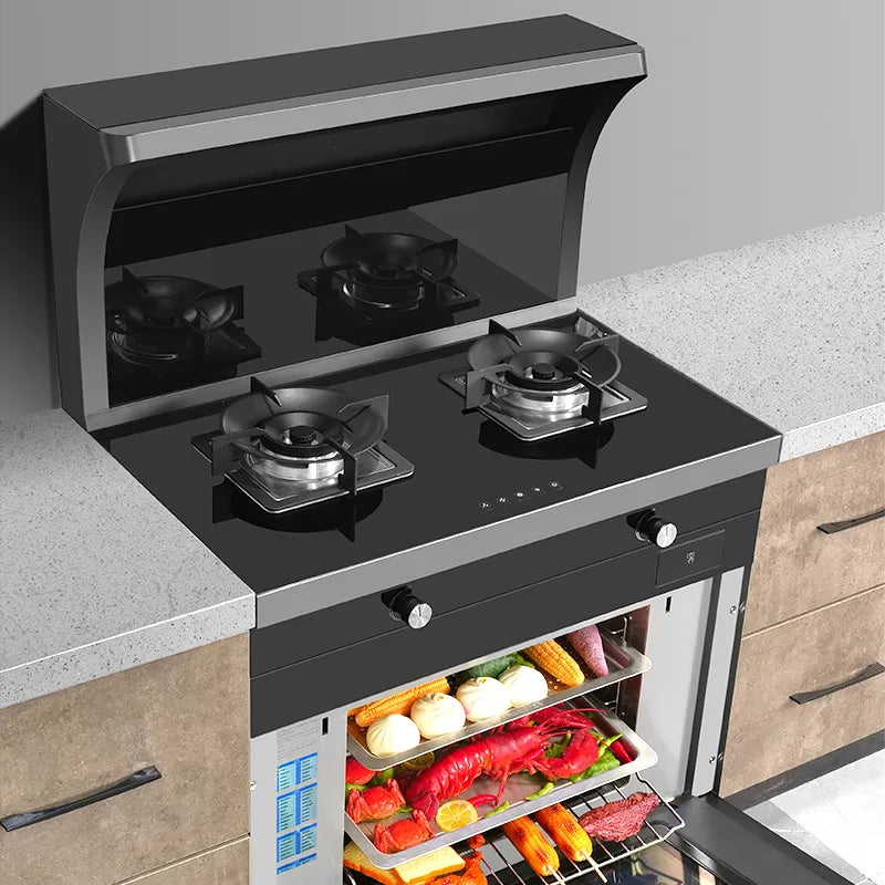 SAST  T08 900mm Roast and Steam Oven cabinet integrated gas stove range hood