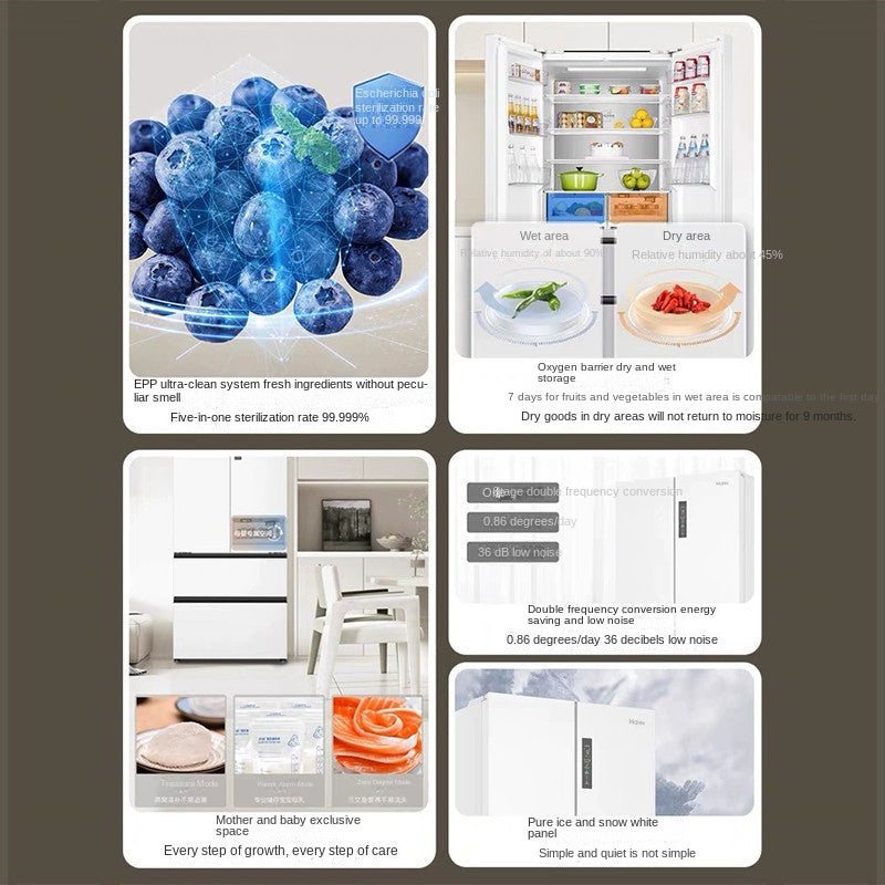 Haier 510L French Four-Door Multi-Door Drawer White Refrigerator Ultra-Thin Household First-Class Frequency Conversion Frost-Free Large Capacity