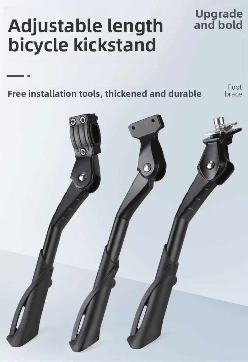 Ebike 2-Hole Kickstand Thickened Adjustable, MTB Aluminum Side Stand Double Hole
